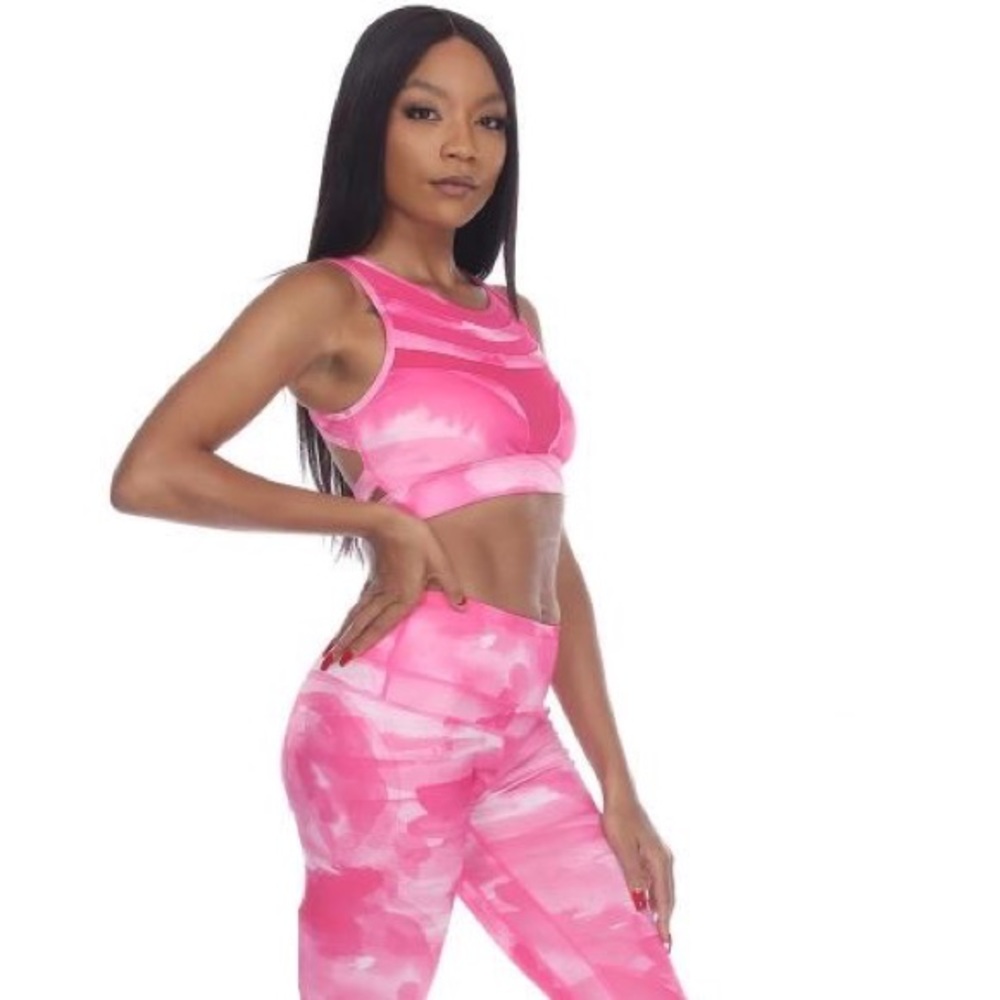 LA SOCIETY PINK & WHITE WORK OUT SET